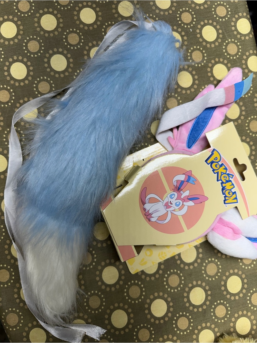Sylveon Plush Tail Blue and White and headband